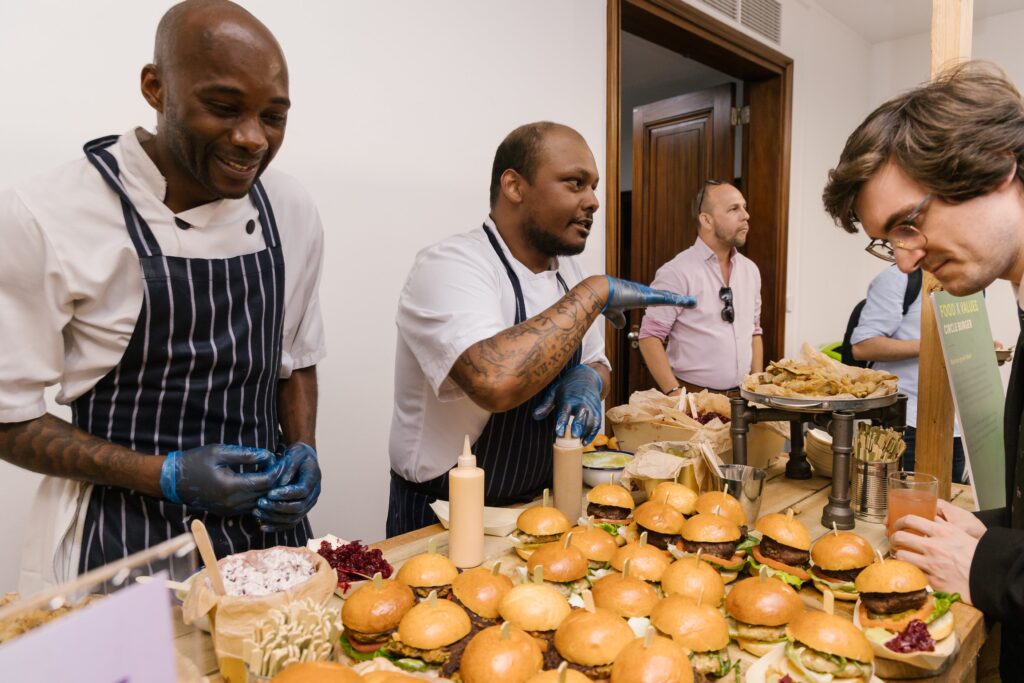 apprentices and graduates serving up zero food waste concept 'circle' burger